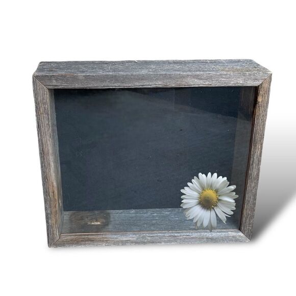 Rustic Reclaimed Wood Shadow Box Wall Hanging Hooks Black Background - Picture 4 of 16